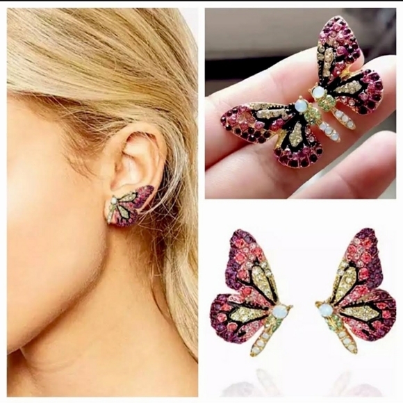 BethMGold Jewelry - 3/$30 Butterfly Wings Rhinestone Stud Earrings